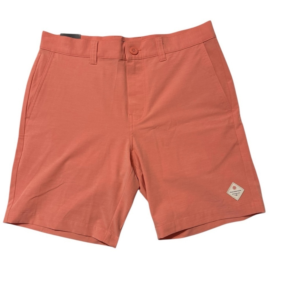 Travis Mathew Tech Chino Shorts Coral 8-Inch Inseam Various Sizes - Picture 3 of 9